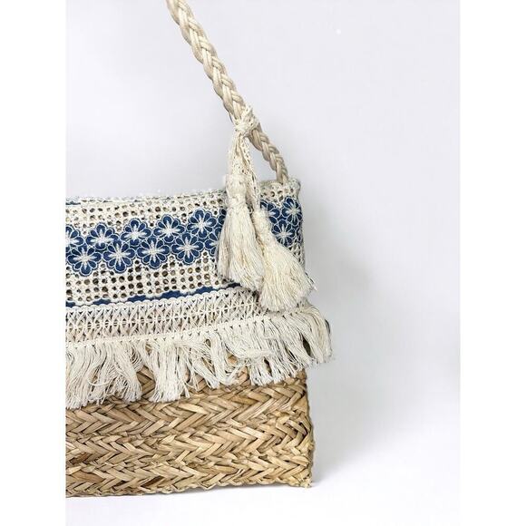 JEN&CO Resort Straw Woven Crossbody NWT beach Vacation - Picture 3 of 5